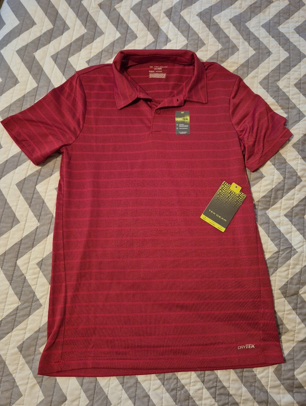 🌿5/$25 New Tek Gear Boys XL 18/20 Red Dry Tek Polo Shirt Nwt